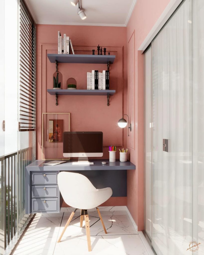 Pink veranda outdoor home office