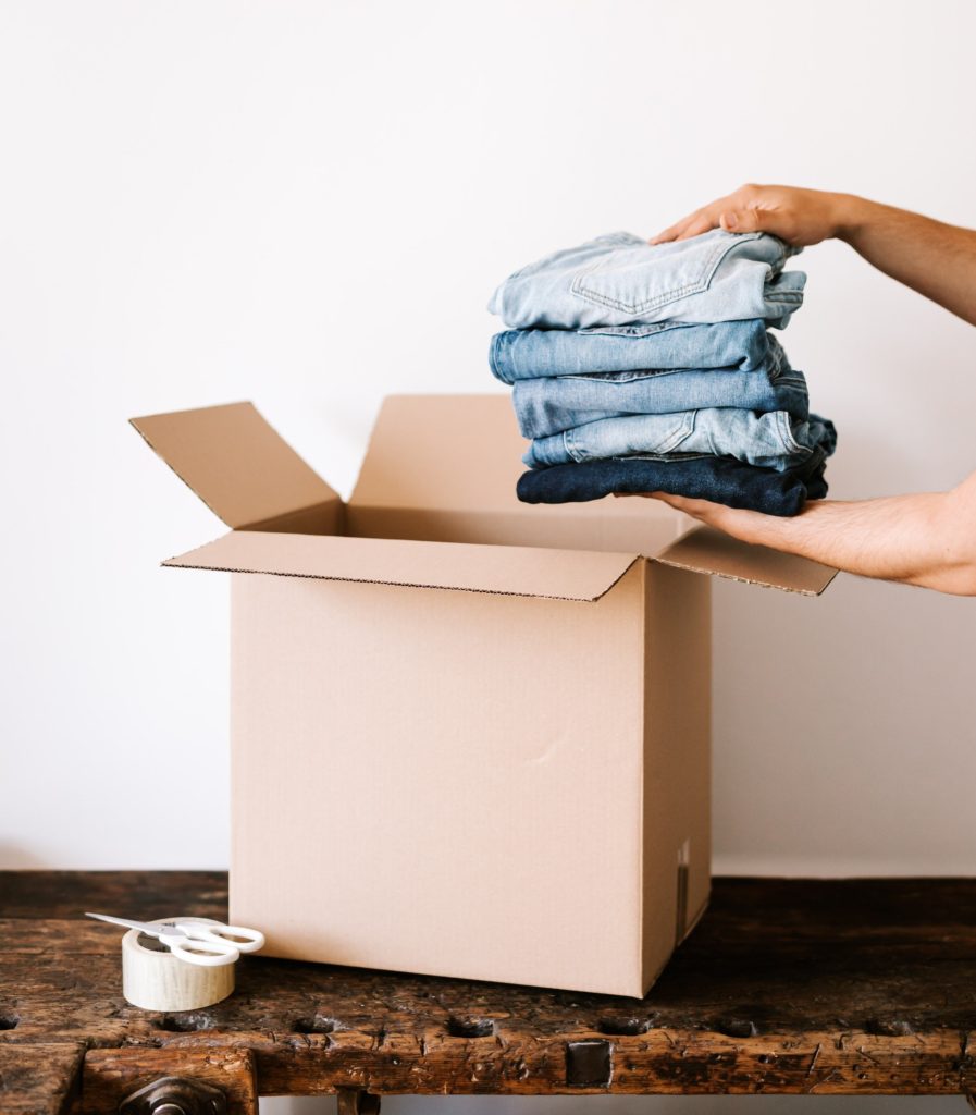 Putting clothes inside a box