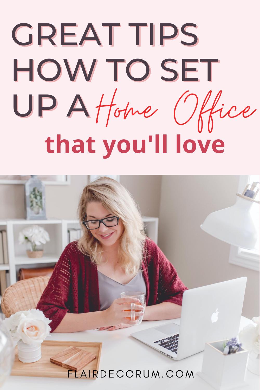 Pinterest pin about how to create a home office
