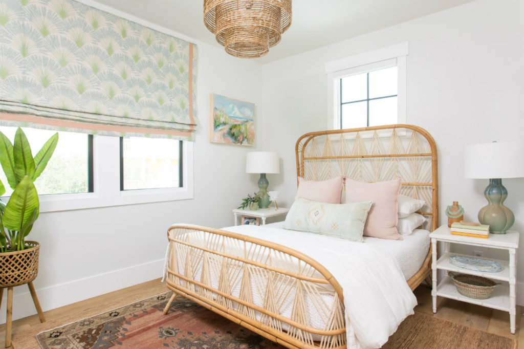 Rattan bed in a neutral room