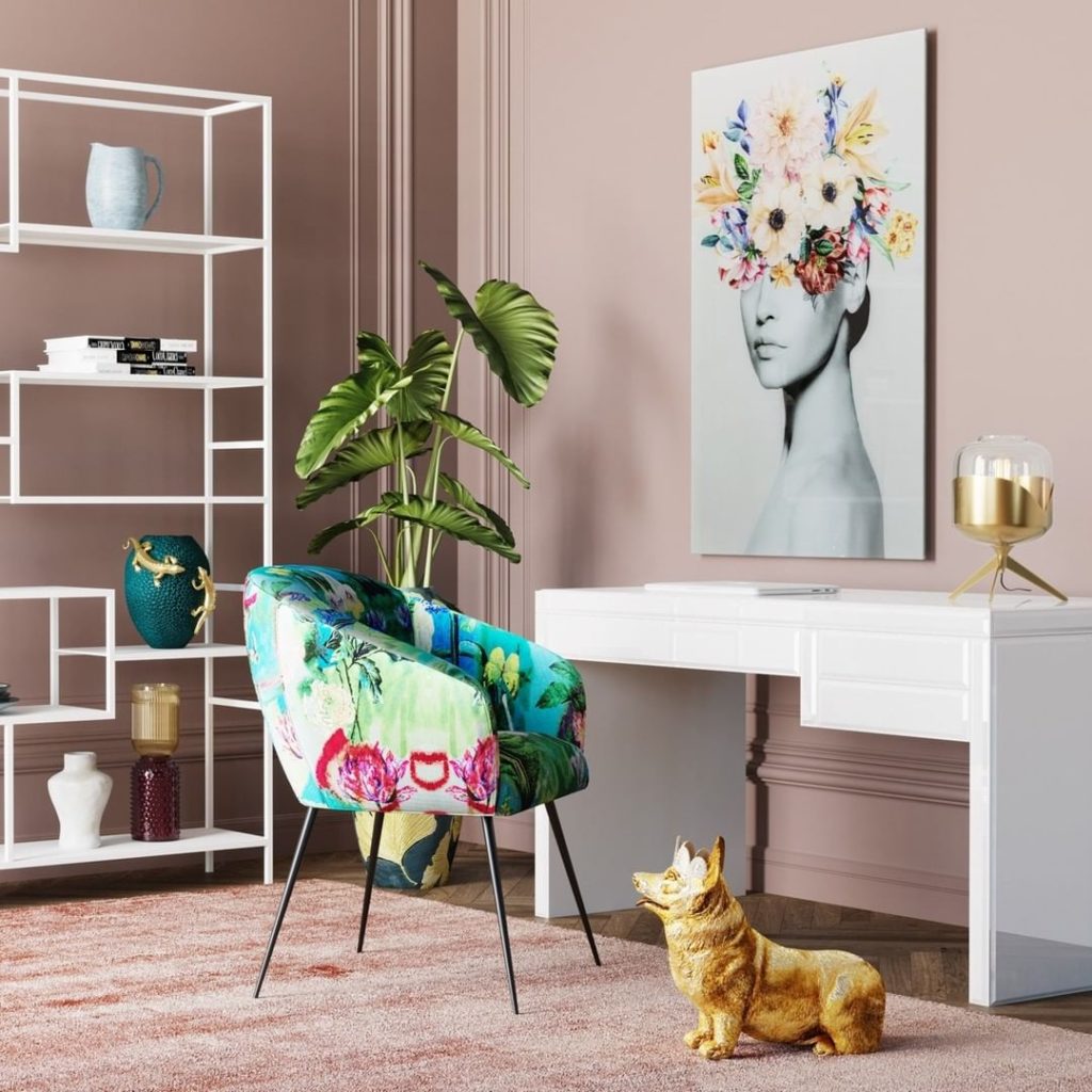 Beautiful pastel pink home office 