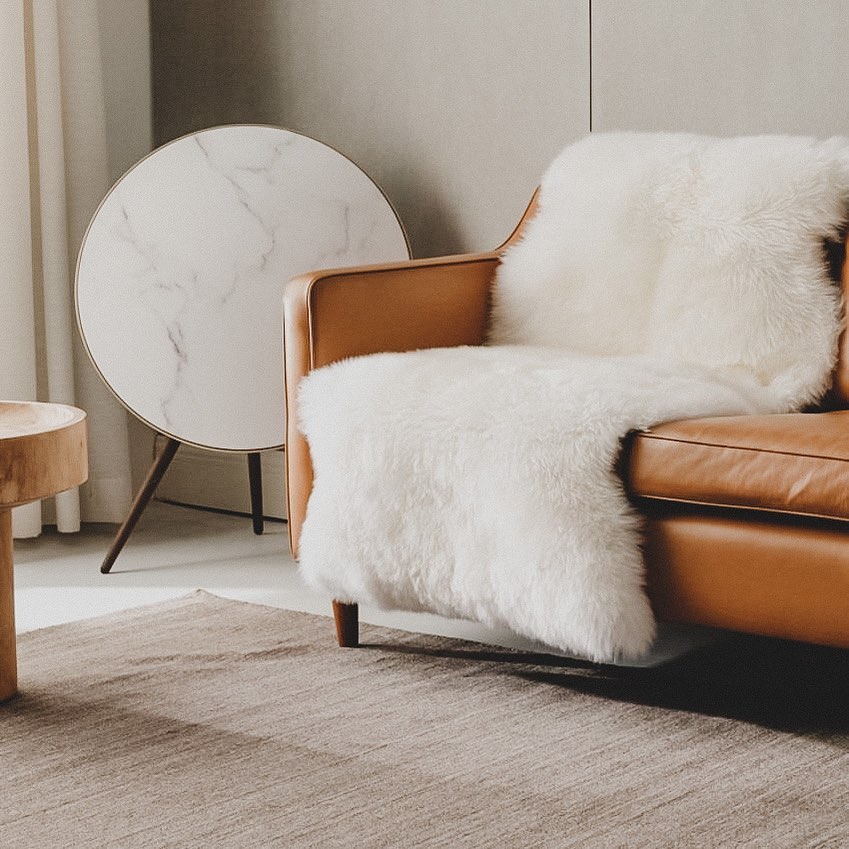 Fur on a leather sofa