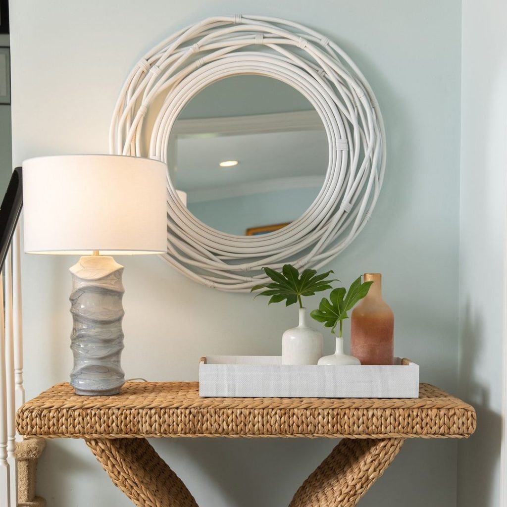 A stylish wicker console table