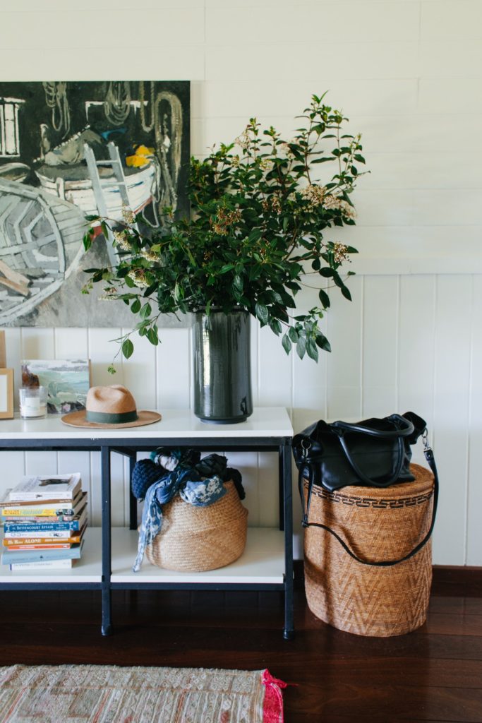 Baskets with a console table